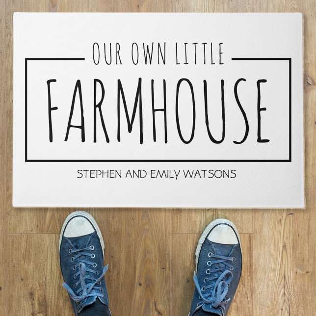 Family Farmhouse Black and White Typography Doormat (Creator Uploaded)
