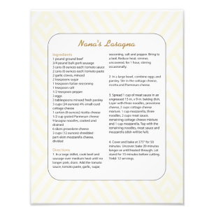 Family Favourite Recipe Chevron - Lasagne Photo Print