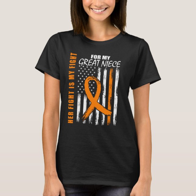 Family Fight Great Niece Leukemia Awareness USA Fl T-Shirt (Front)