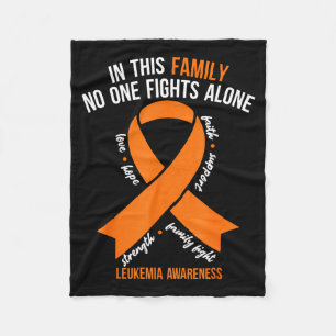 Family Fight Leukaemia Awareness Orange Ribbon Fleece Blanket