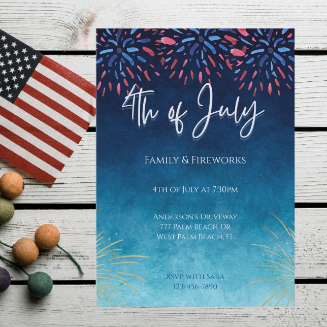 Family & Fireworks 4th of July Celebration  Invitation (Creator Uploaded)