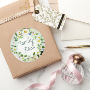 Family First Circle of Daisies Classic Round Sticker