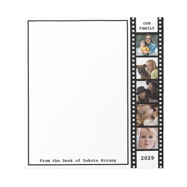 Family Five Photo Film Strip Personalised Notepad (Front)