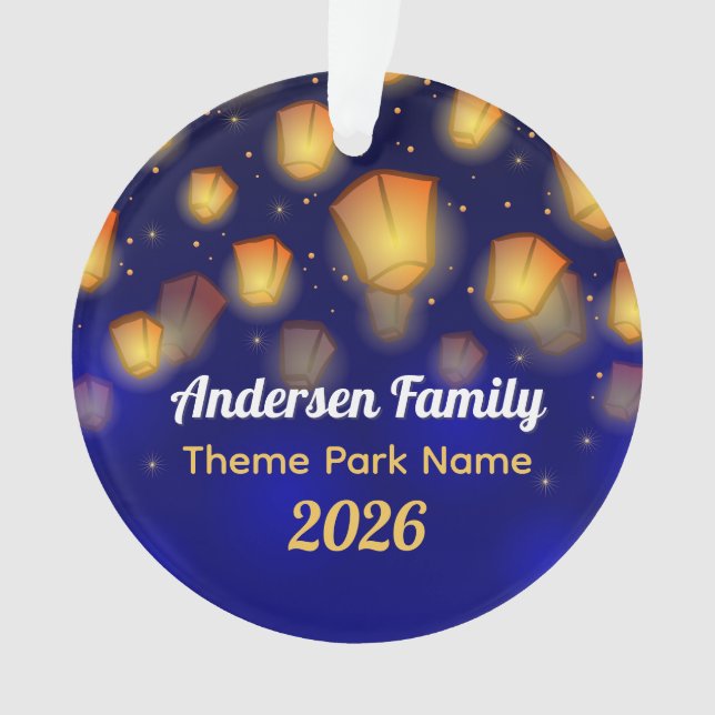 Family Floating Lanterns Vacation Tree Ornament (Front)