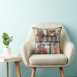 Family Four Photo Personalised Cushion