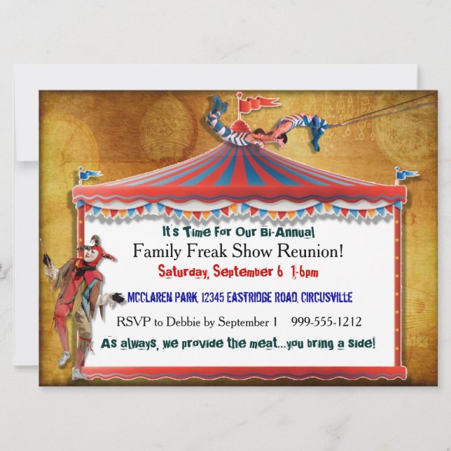 Family Freak Show Reunion Invitations (Front)