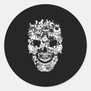 Family French Bulldog Dog Skull Costume Halloween Classic Round Sticker
