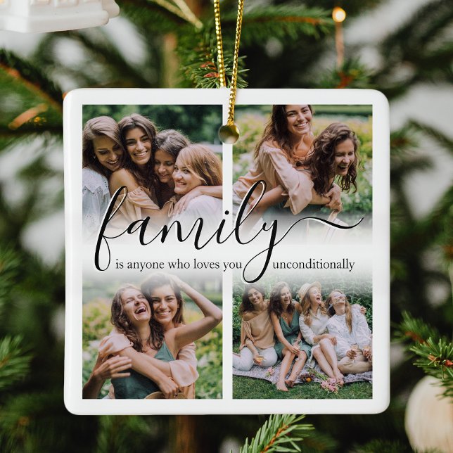 Family Friends 4 Photo Christmas Ceramic Ornament (Creator Uploaded)