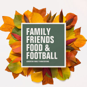 Family friends food & football green Thanksgiving Napkin
