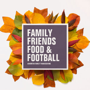Family friends food & football purple Thanksgiving Napkin