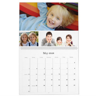 Family Friends Photo Collage Red Personalised Calendar