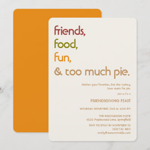 Family, Friends, Turkey, Pie Modern friendsgiving Invitation