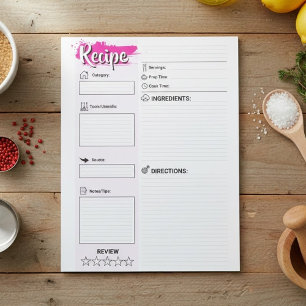 Family Full Page Papers Blank Recipe Pages Notepad