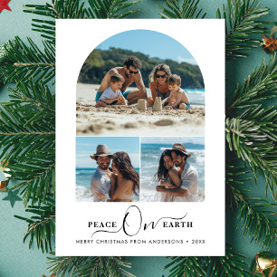 Family Fun Beach Photo Peace On Earth Christmas Holiday Card