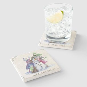 Family Fun Christmas Stone Coaster