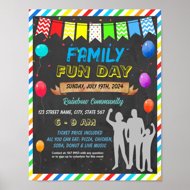 Family Fun Day in School template Poster (Front)