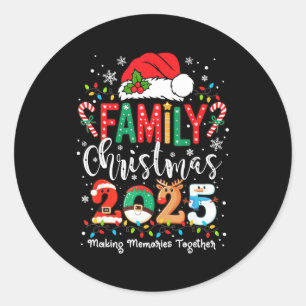 Family Funny Christmas Matching 2025 Santa Tee Paj Classic Round Sticker