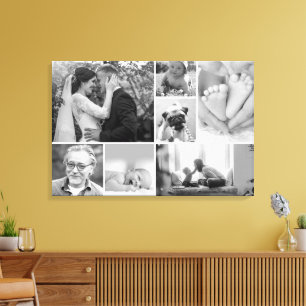 Family gallery collage Black and White Photos Canvas Print