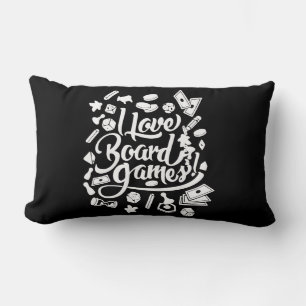 Family Game Night Love Board Games Gamer Black Lumbar Cushion