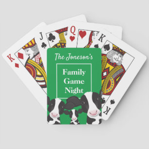 Family Game Night Name Green White Cows Playing Cards