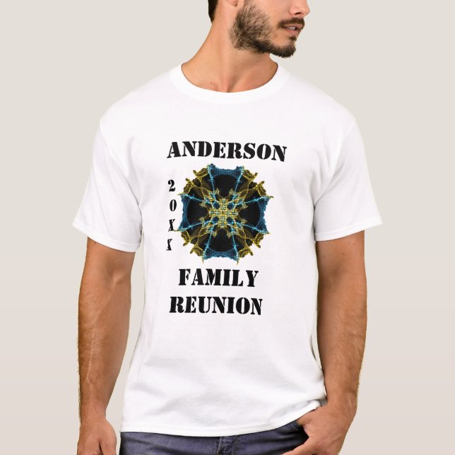 Family Gathering Celestial Gold Blue Reunion T-Shirt (Front)