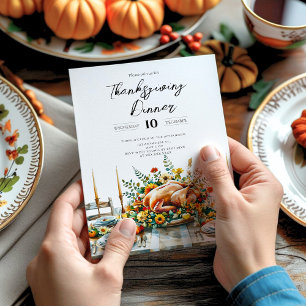 Family gathering Thanksgiving Dinner  Invitation