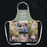 family gift 8 photo grandchild simple apron<br><div class="desc">family gift 8 photo grandchild. Modern simple graphic typography sage green apron design,  chaneg the name to suit your occasion</div>