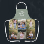 family gift 8 photo grandchild simple apron<br><div class="desc">family gift 8 photo grandchild. Modern simple graphic typography sage green apron design,  chaneg the name to suit your occasion</div>