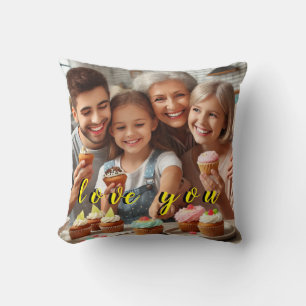 family gift photo grandchild  simple throw pillow