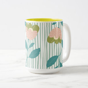 Family gift without name Elegant flower pattern Two-Tone Coffee Mug