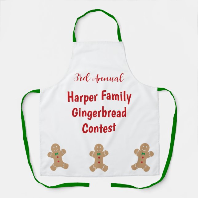 Family Gingerbread Contest Custom Text Cookie Adul Apron (Front)