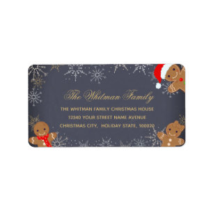 Family Gingerbread Holiday Address Label