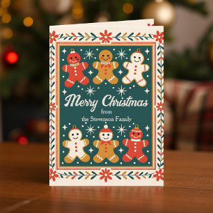 Family Gingerbread Man Merry Christmas Holiday Card