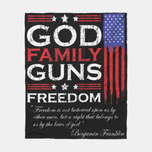 FAMILY GOD GUNS AND FREEDOM CHRISTIAN MAGA TRUMP FLEECE BLANKET