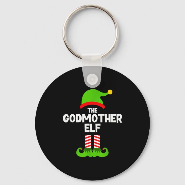 Family Godmother Elf Christmas Matching Pajama Fun Key Ring (Front)