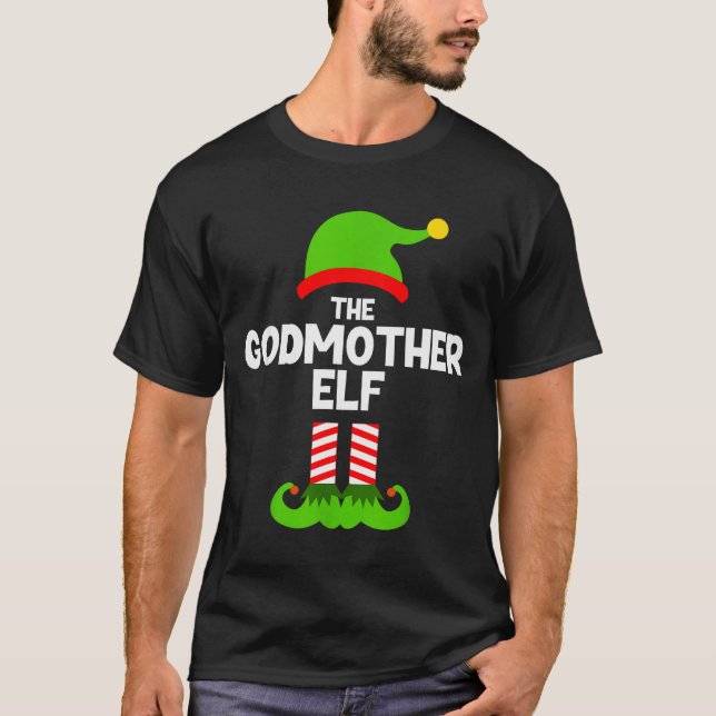 Family Godmother Elf Christmas Matching Pajama Fun T-Shirt (Front)