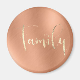 Family Golden Script Pink Copper Home Planning Magnet