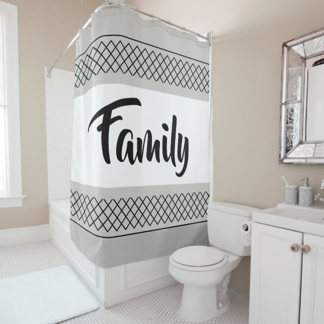 Family Grey Shower Curtain (In Situ)