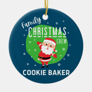 Family Group Christmas Party Pyjamas Cookie Baker Ceramic Ornament