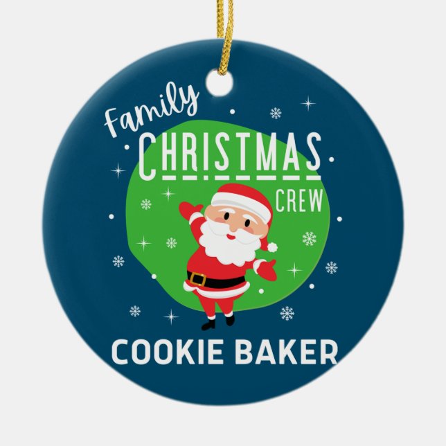 Family Group Christmas Party Pyjamas Cookie Baker  Ceramic Ornament (Front)