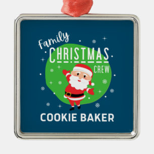 Family Group Christmas Party Pyjamas Cookie Baker Metal Ornament