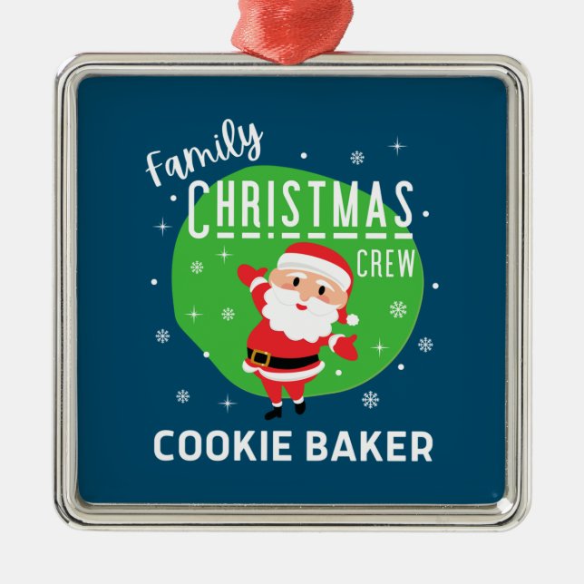 Family Group Christmas Party Pyjamas Cookie Baker Metal Ornament (Front)