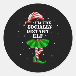Family Group I'm The Socially Distant Elf Christma Classic Round Sticker