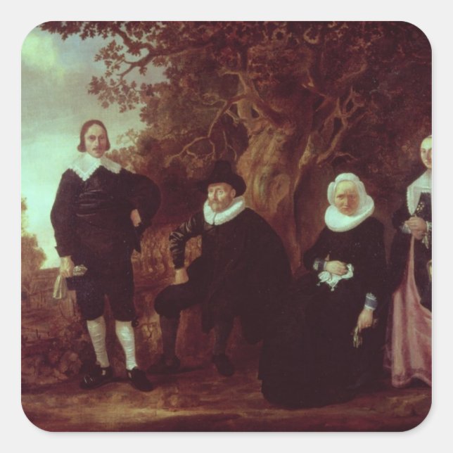 Family Group in a landscape Square Sticker (Front)