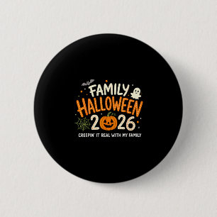 Family halloween 2026 funny pumpkin ghost spooky 6 cm round badge