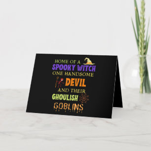 Family Halloween Quote With Witch Devil Spider Card