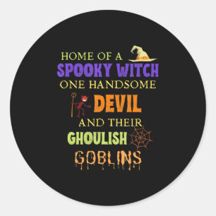 Family Halloween Quote With Witch Devil Spider Classic Round Sticker
