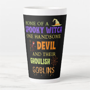 Family Halloween Quote With Witch Devil Spider Latte Mug