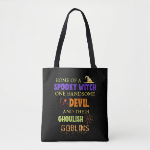 Family Halloween Quote With Witch Devil Spider Tote Bag