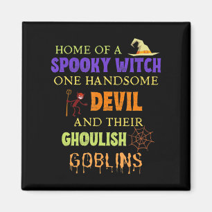 Family Halloween Quote With Witch Devil Spider Web Magnet